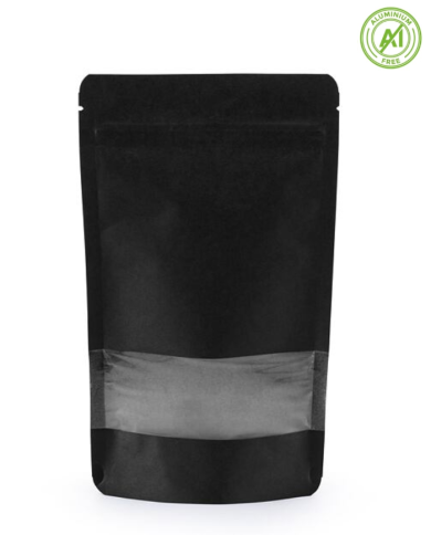 Doypack ZIP Kraft black with window