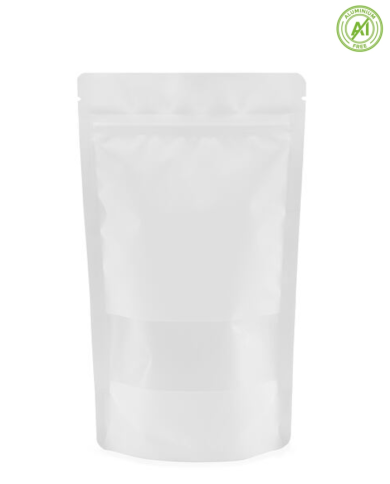 Doypack ZIP Kraft white with window