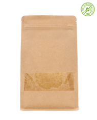 Block bottom bag with pocket ZIP & window