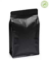 Flat bottom bag black matt with ZIP