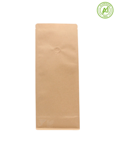 Flat bottom bags Kraft paper brown with a valve