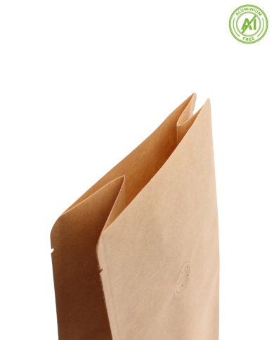 Flat bottom bags Kraft paper brown with a valve