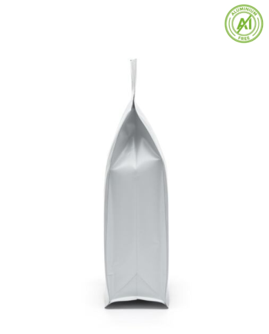 Flat bottom bag white matt with ZIP and valve