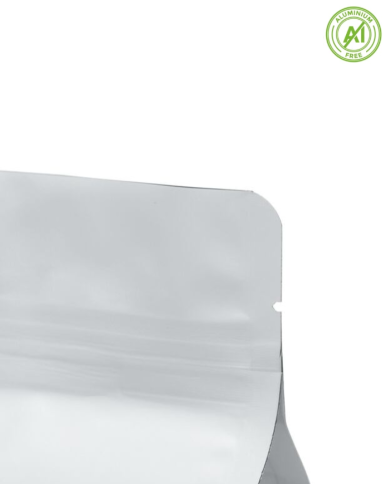 Flat bottom bag white matt with ZIP and valve