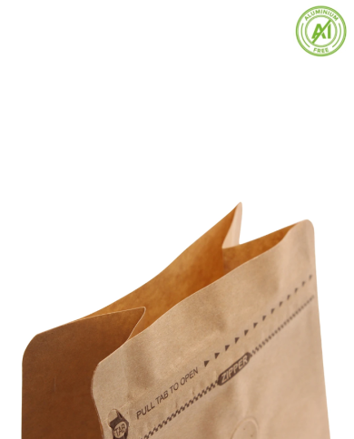 Block bottom bag brown Kraft paper with ZIP & valve