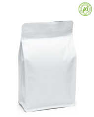 Flat bottom bag white matt with ZIP