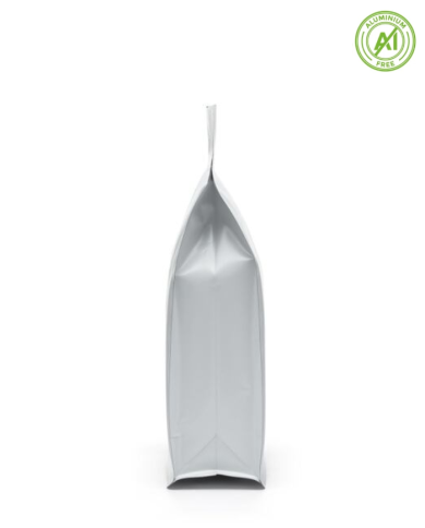 Flat bottom bag white matt with ZIP